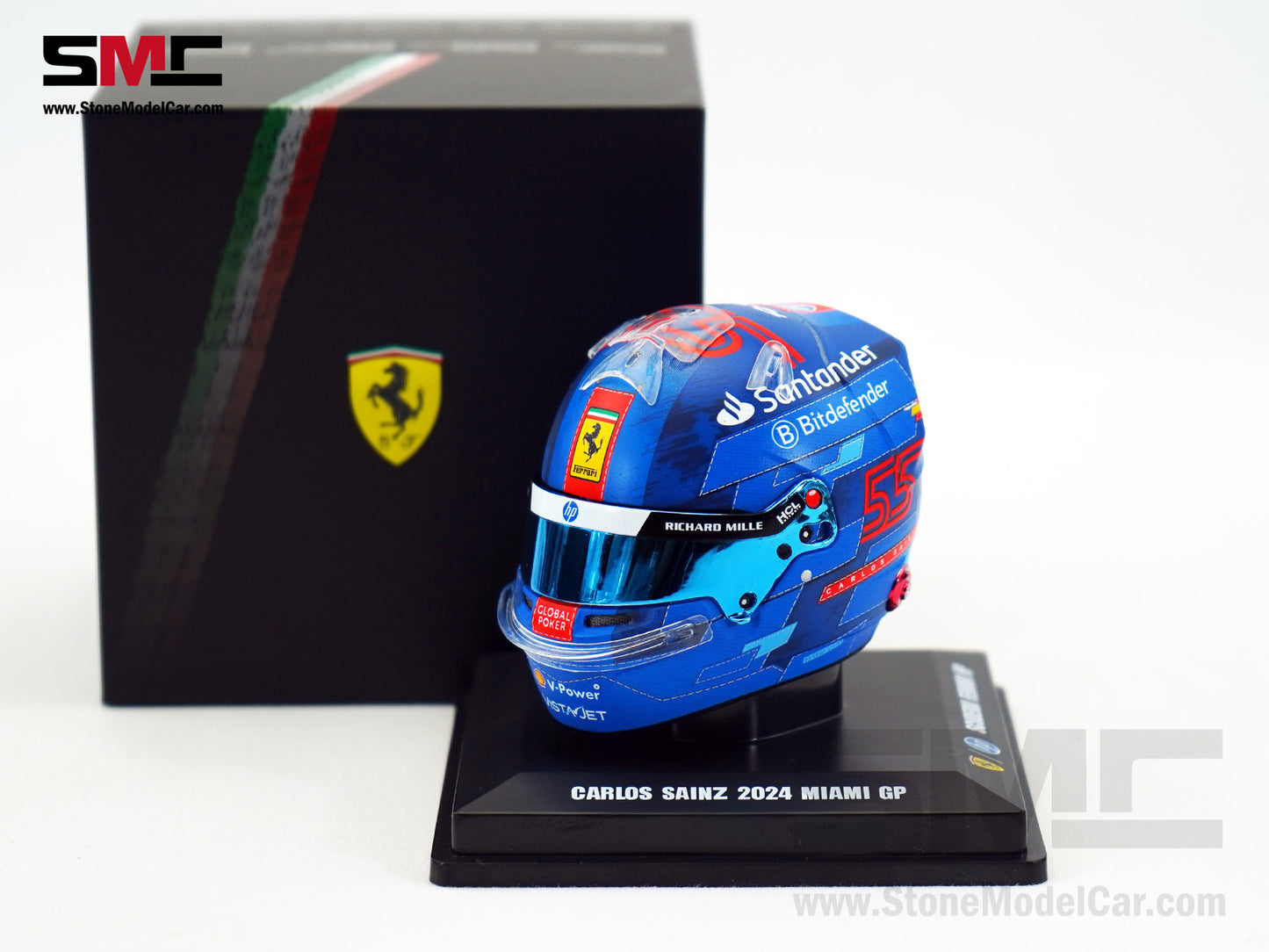 Ferrari F1 SF-24 #55 Carlos Sainz USA Miami GP 2024 Looksmart 1:5 Helmet