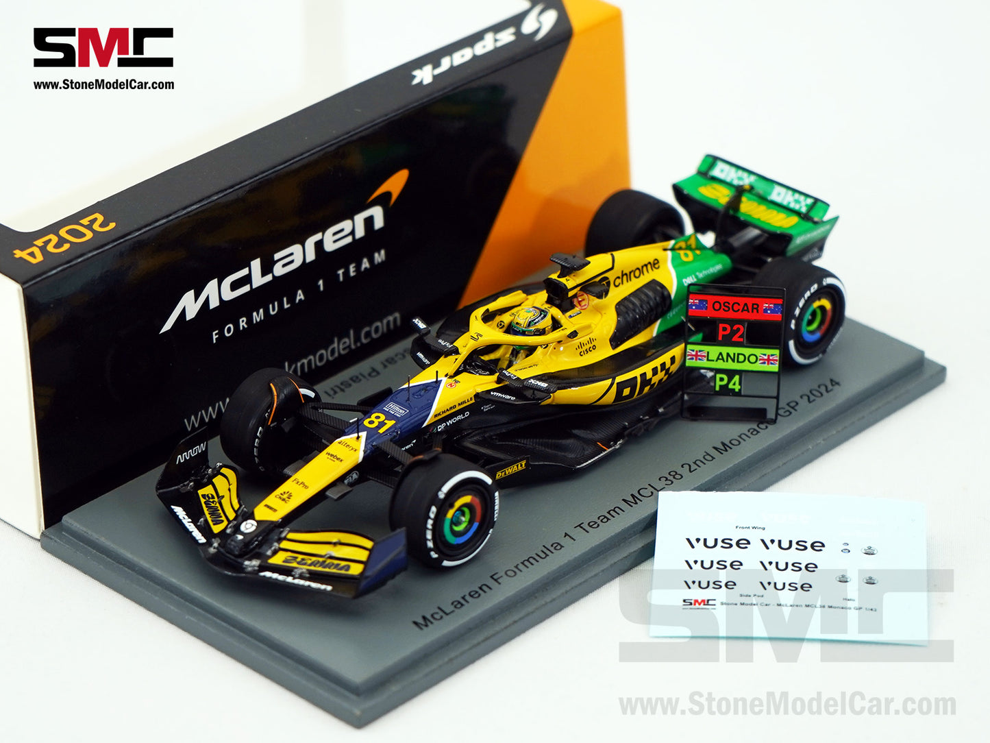 McLaren F1 MCL38 #81 Oscar Piastri 2nd Monaco GP 2024 Special Livery 1:43 Spark S9539