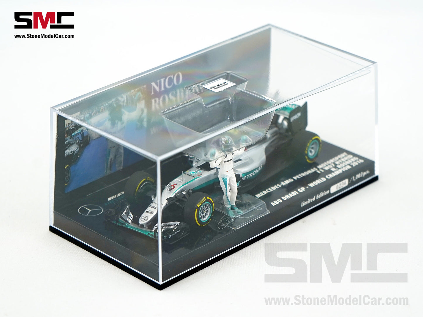 Mercedes F1 W07 #6 Nico Rosberg Abu Dhabi GP 2016 World Champion MINICHAMPS 1:43 Figure Edition