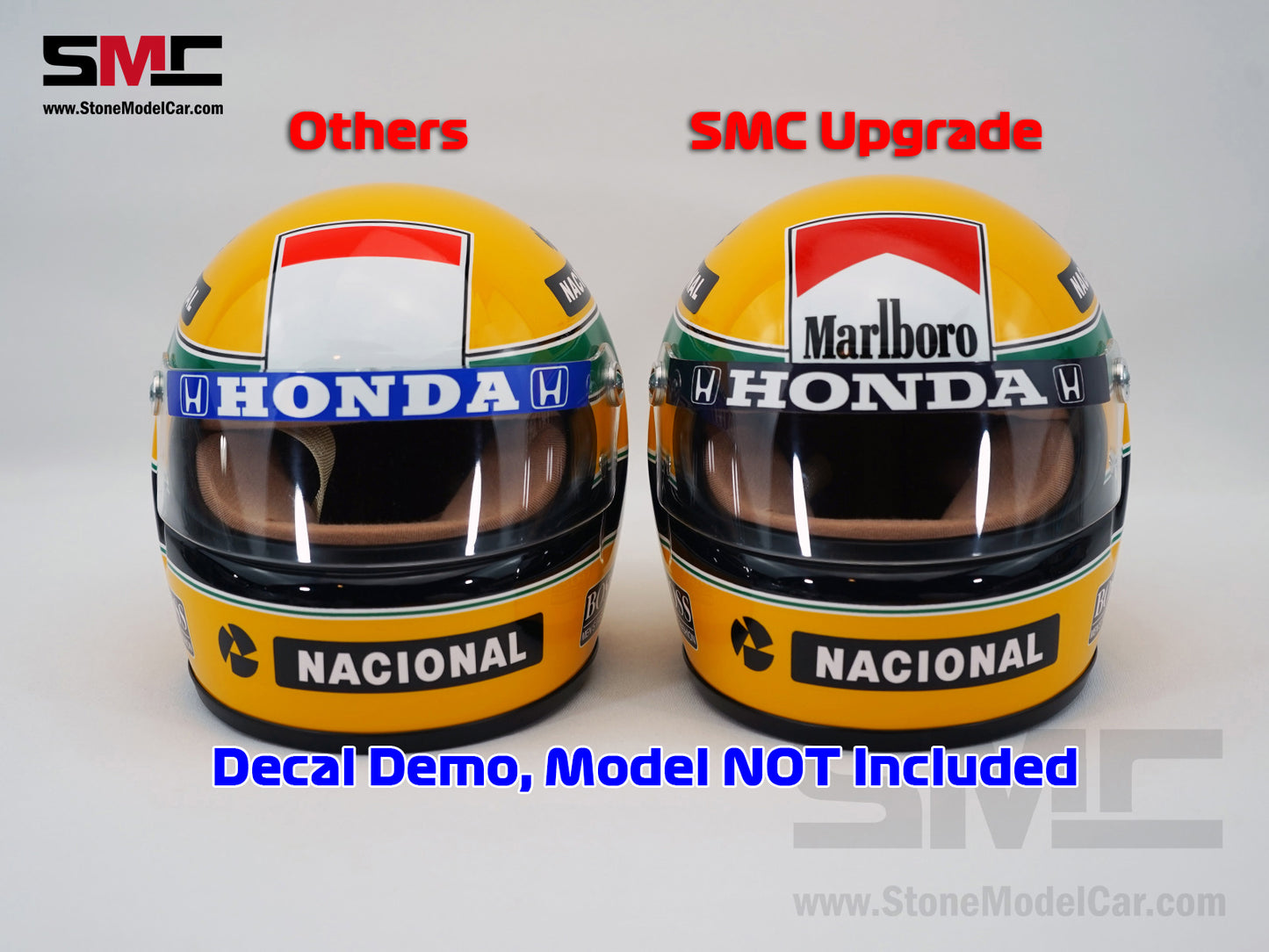 Marlboro Decal Set for Mclaren MP4/4 #12 Ayrton Senna 1988 F1 World Champion 1:2 Miniature Helmet