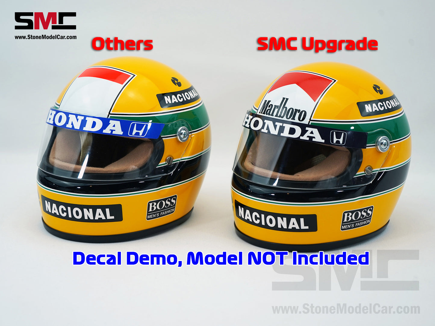 Marlboro Decal Set for Mclaren MP4/4 #12 Ayrton Senna 1988 F1 World Champion 1:2 Miniature Helmet