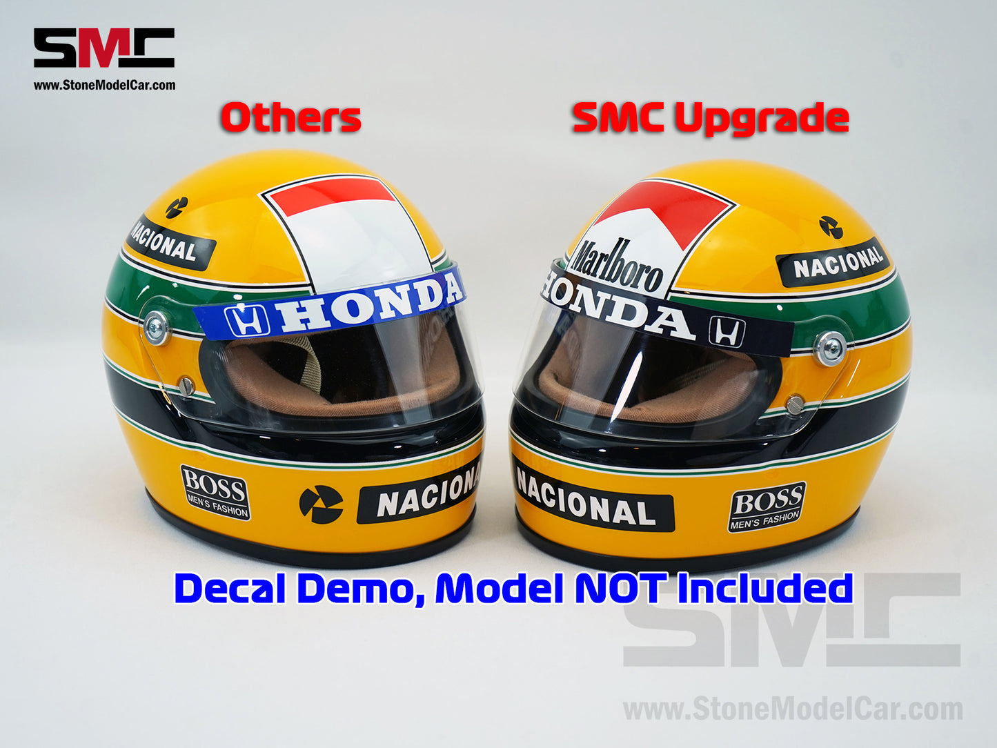 Marlboro Decal Set for Mclaren MP4/4 #12 Ayrton Senna 1988 F1 World Champion 1:2 Miniature Helmet