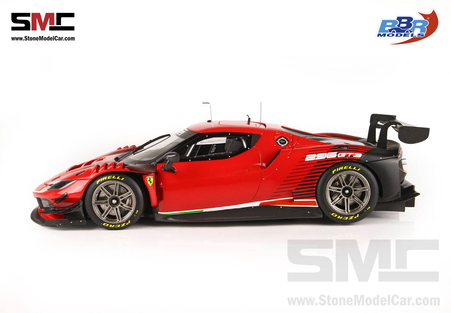 BBR 1:18 Ferrari 296 GT3 2022 - Rosso Corsa 322 Red P18225A with Leather Base