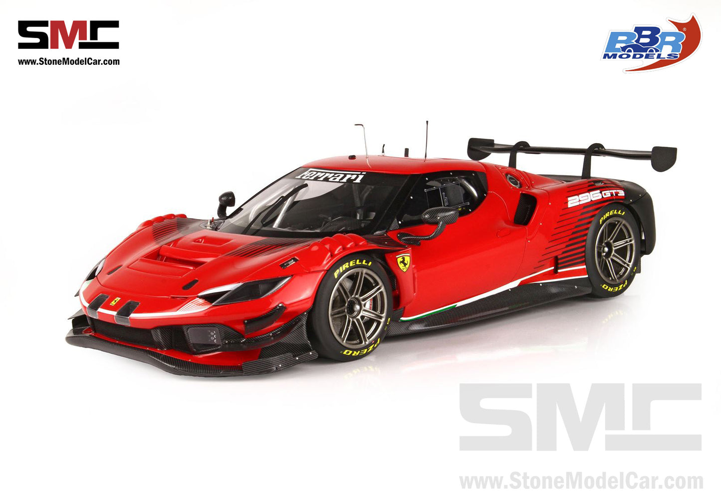 BBR 1:18 Ferrari 296 GT3 2022 - Rosso Corsa 322 Red P18225A with Leather Base