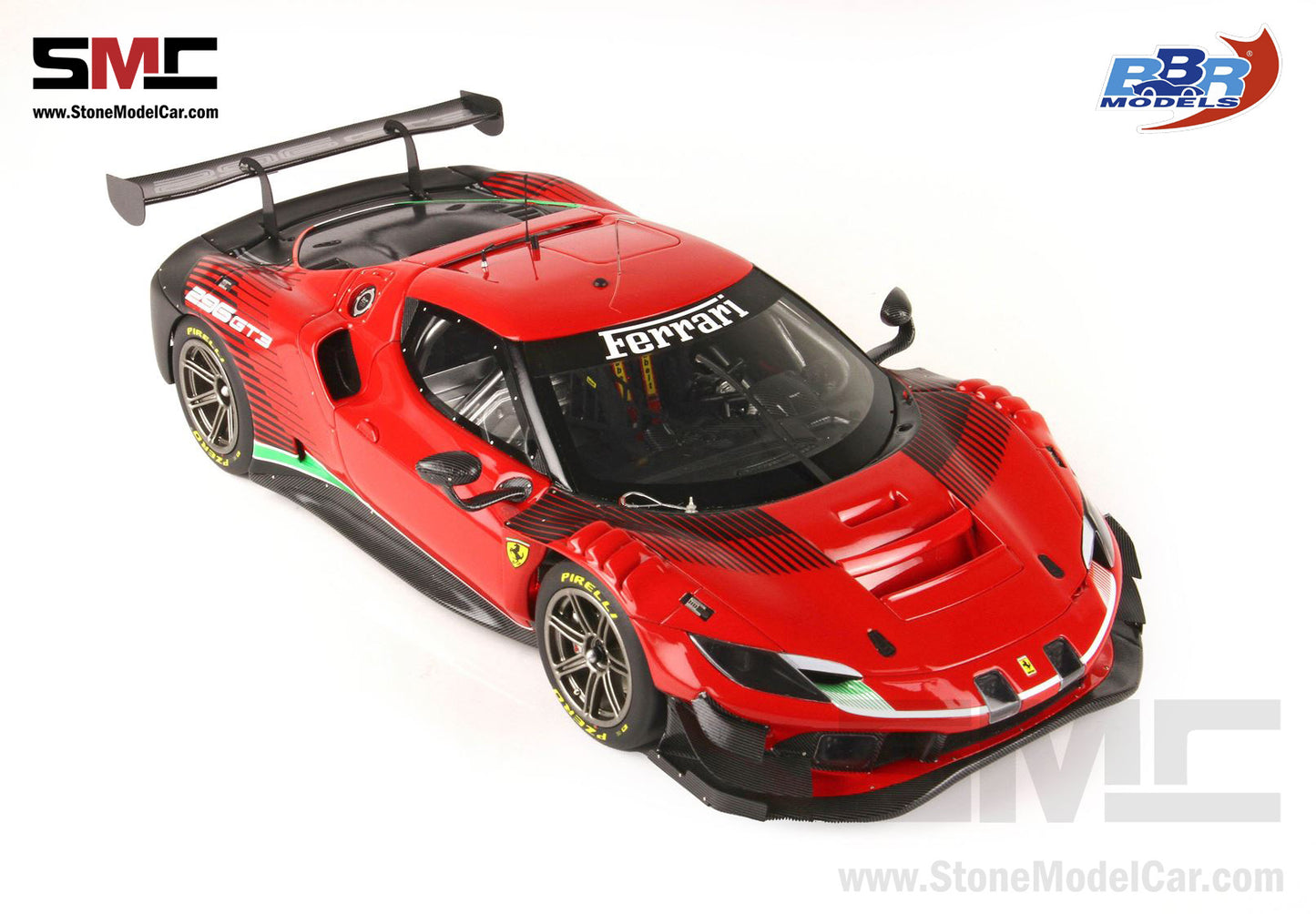 BBR 1:18 Ferrari 296 GT3 2022 - Rosso Corsa 322 Red P18225A with Leather Base