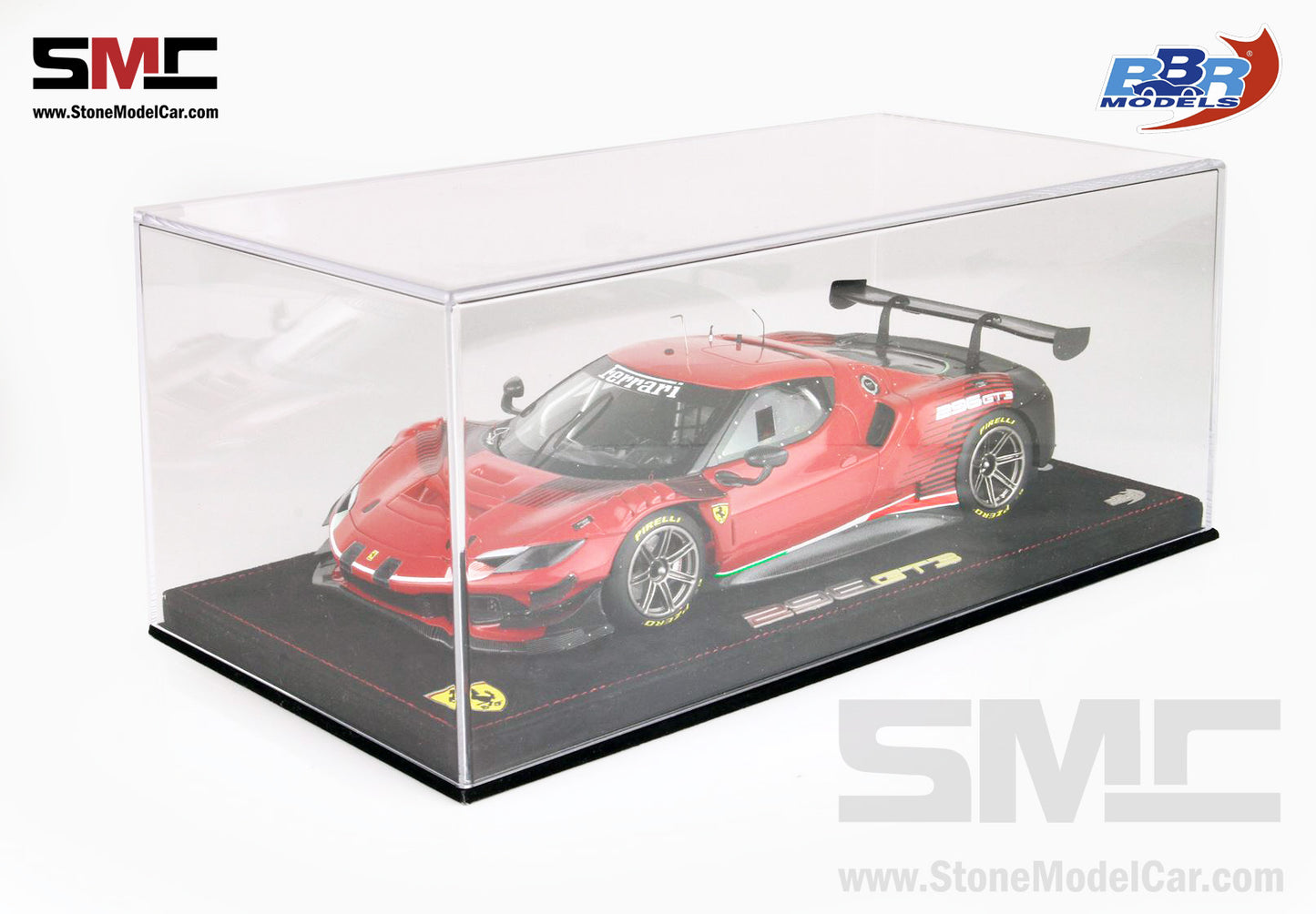 BBR 1:18 Ferrari 296 GT3 2022 - Rosso Corsa 322 Red P18225A with Leather Base