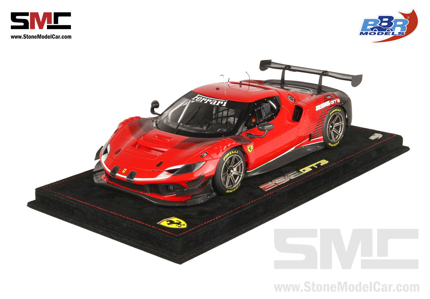 BBR 1:18 Ferrari 296 GT3 2022 - Rosso Corsa 322 Red P18225A with Leather Base