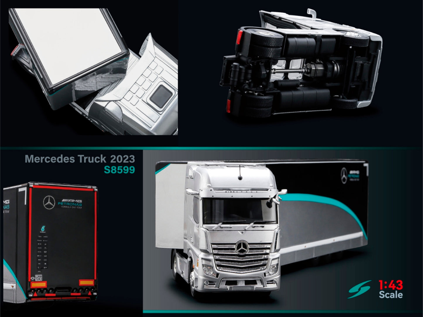 Mercedes AMG F1 Team Truck W14 #44 Lewis Hamilton #63 George Russell 2023 Spark 1:43 S8599