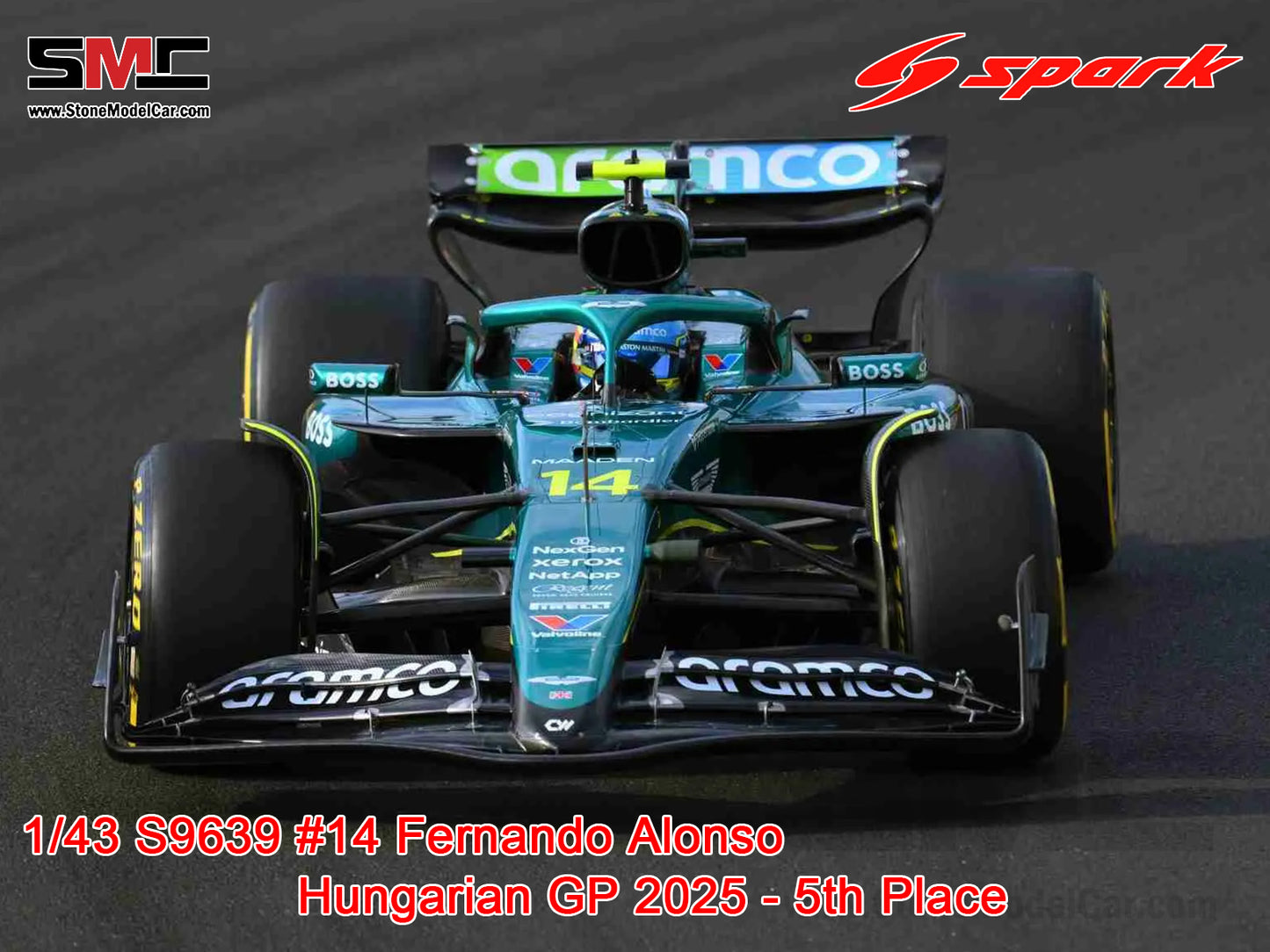 Aston Martin F1 AMR25 #14 Fernando Alonso Hungarian GP 2025 Spark 1:43 S9639