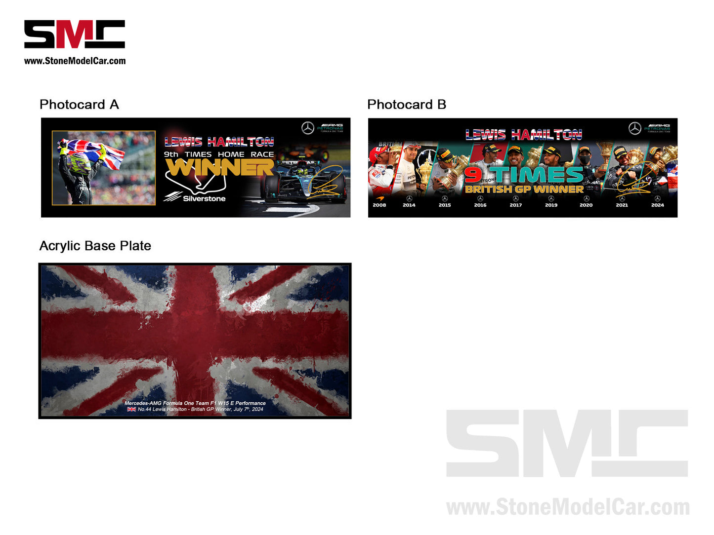 Mercedes F1 W15 #44 7x World Champion Lewis Hamilton British GP Winner 2024 1:43 Spark Figure Special Edition