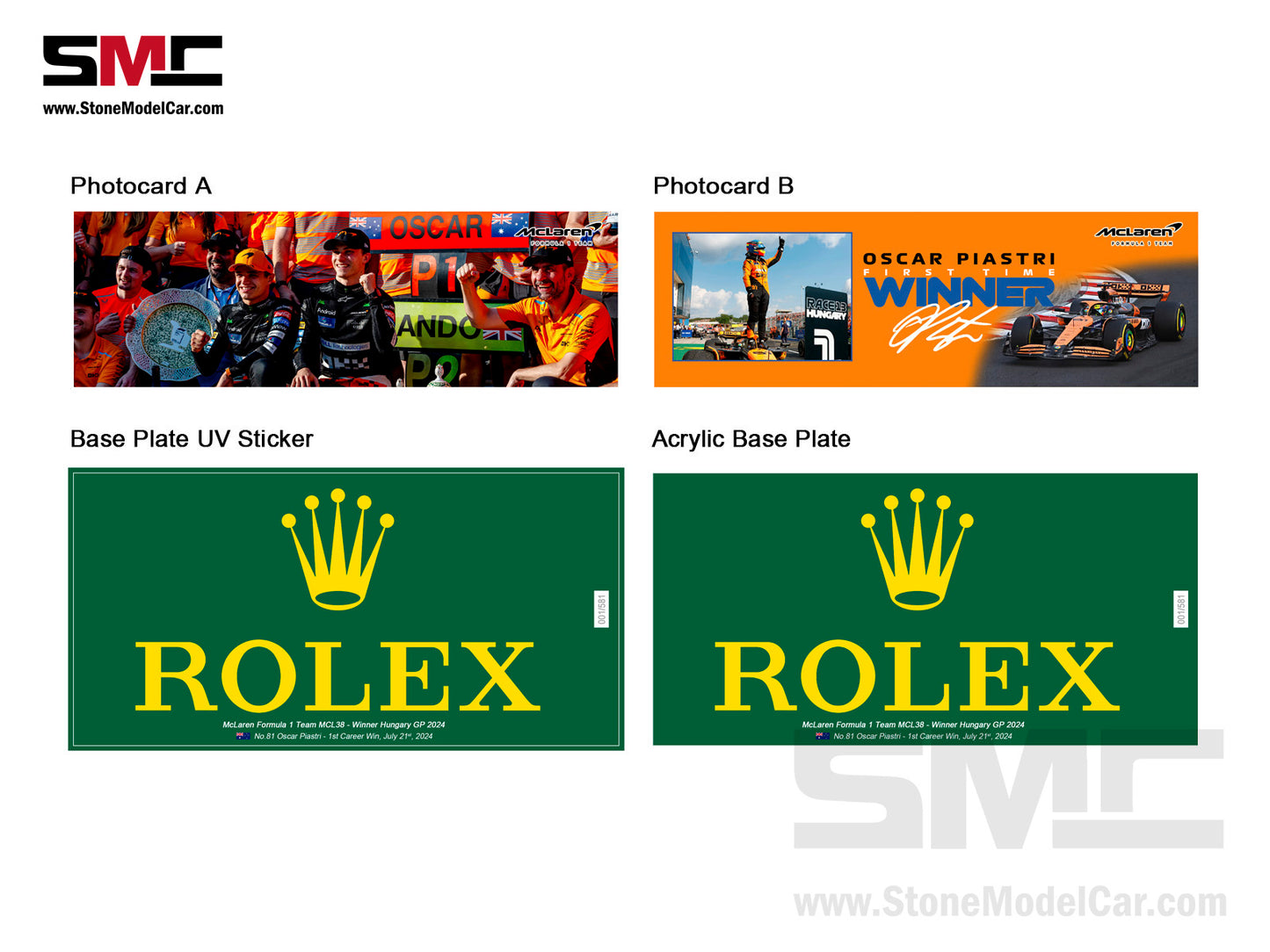 McLaren F1 MCL38 #81 Oscar Piastri Hungary GP Winner 2024 1st Career Win 1:43 Spark Figure Special