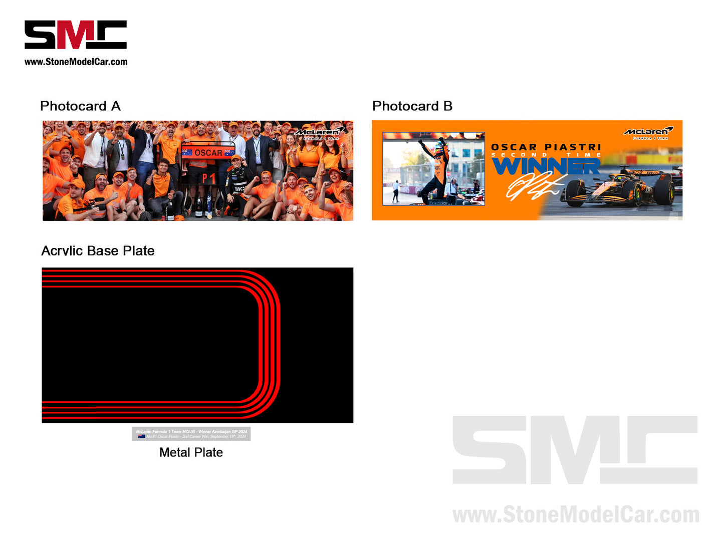 McLaren F1 MCL38 #81 Oscar Piastri Azerbaijan GP Winner 2024 2nd Career Win 1:43 Spark Figure Special