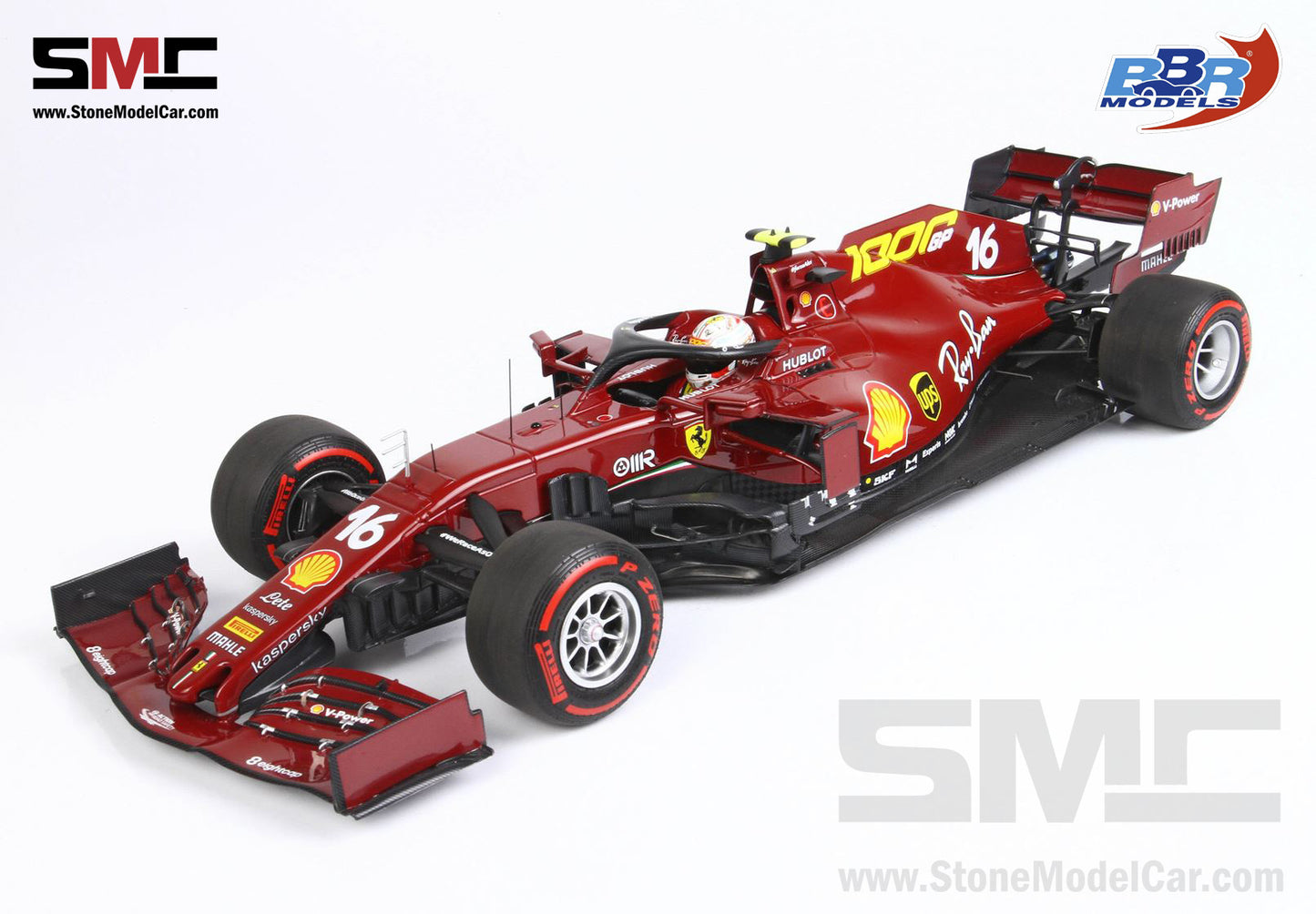 Ferrari F1 SF1000 #16 Charles Leclerc Tuscan 2020 Mugello 1000th GP 1:18 BBR Polifoam Packaging