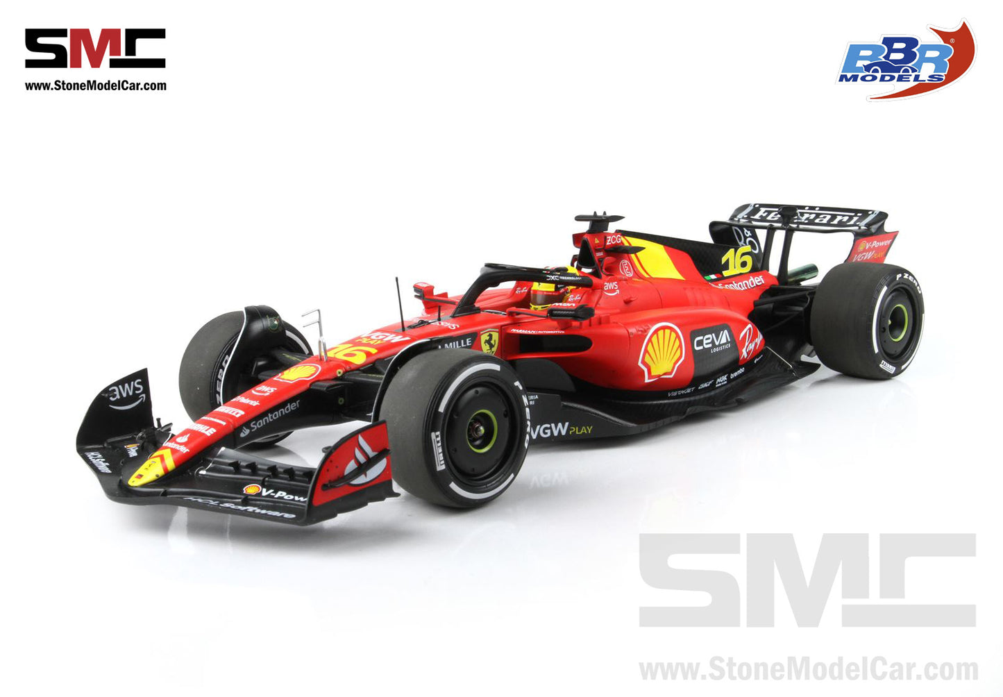 Ferrari F1 SF-23 #16 Charles Leclerc Italy Monza GP 2023 BBR 1:18 Polifoam Packaging