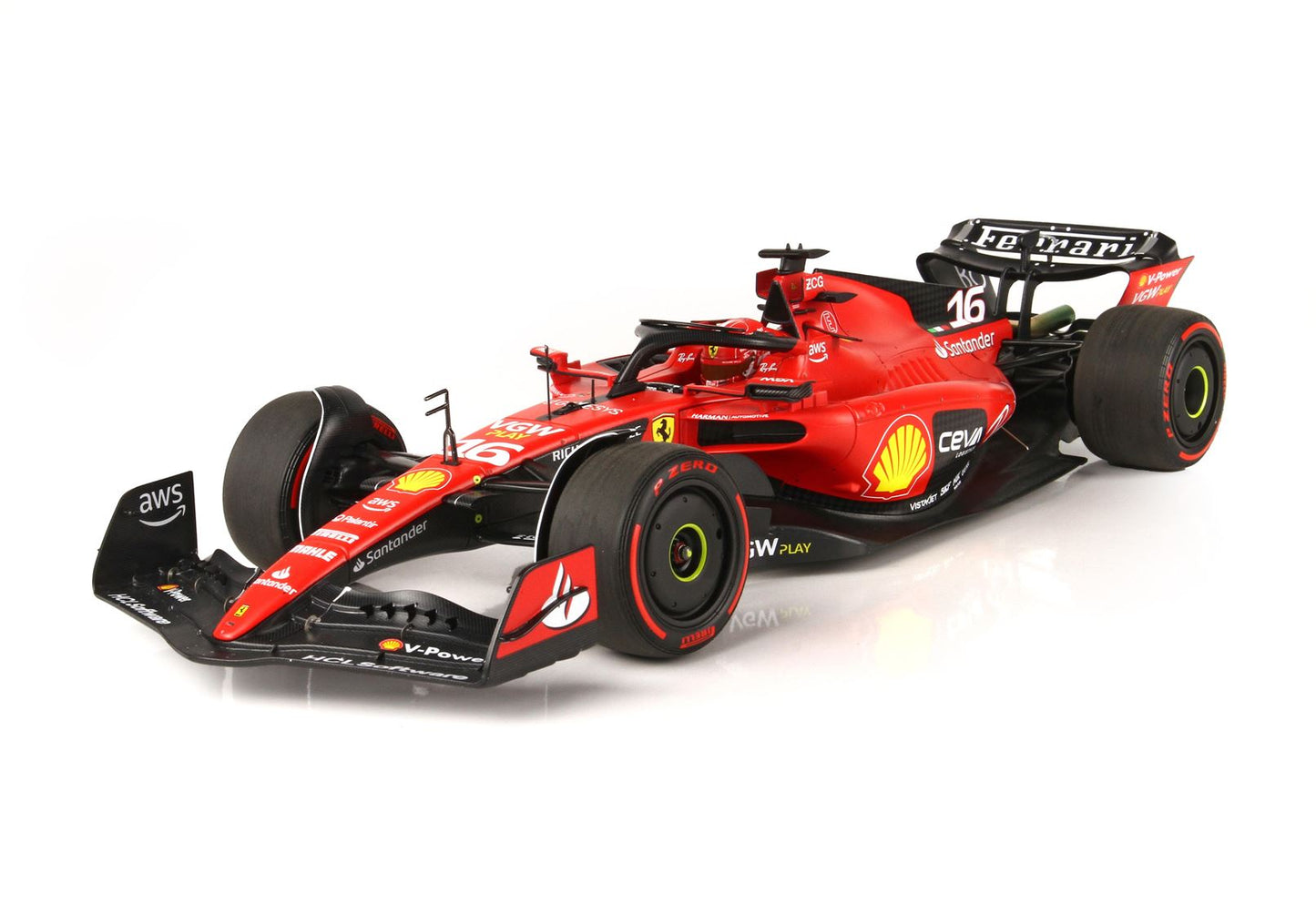 Ferrari F1 SF-23 #16 Charles Leclerc Bahrain GP 2023 BBR 1:18 with Leather Base