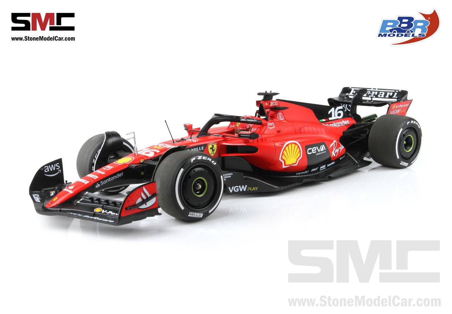 Ferrari F1 SF-23 #16 Charles Leclerc Singapore GP 2023 BBR 1:18 Polifoam Packaging
