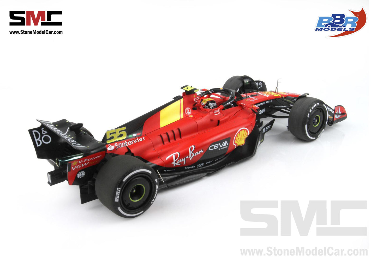Ferrari F1 SF-23 #55 Carlos Sainz Italy Monza GP 2023 BBR 1:18 Polifoam Packaging