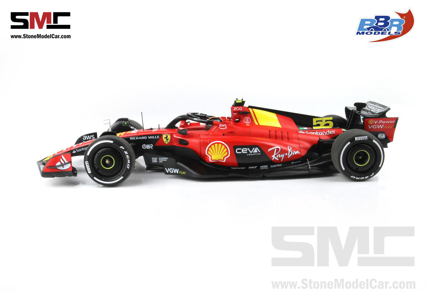 Ferrari F1 SF-23 #55 Carlos Sainz Italy Monza GP 2023 BBR 1:18 Polifoam Packaging