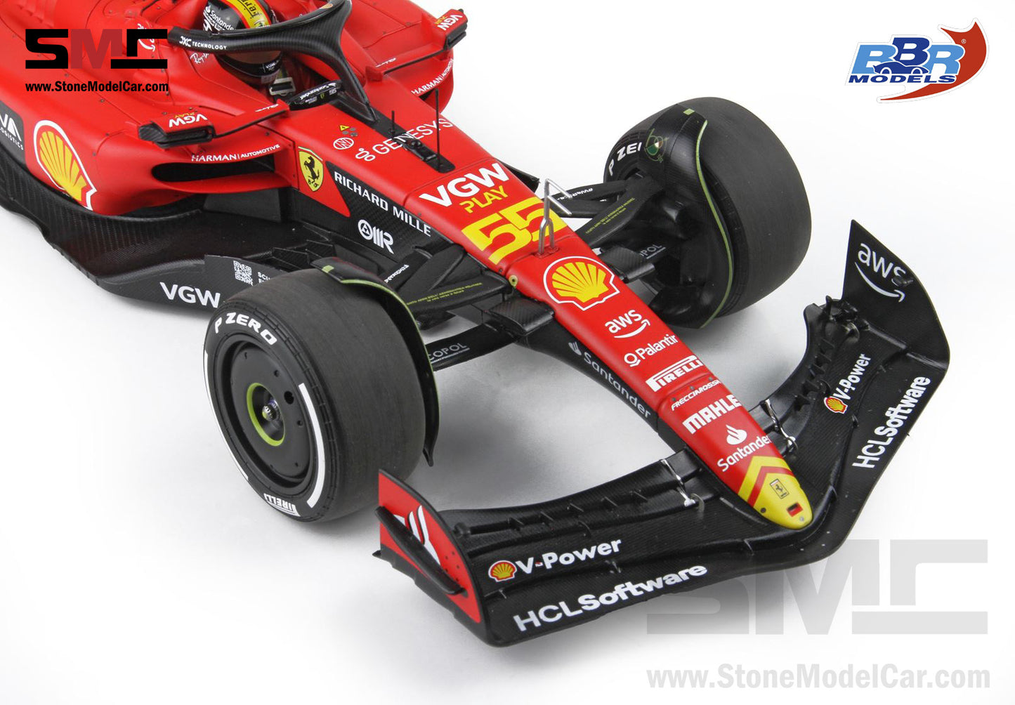 Ferrari F1 SF-23 #55 Carlos Sainz Italy Monza GP 2023 BBR 1:18 Polifoam Packaging