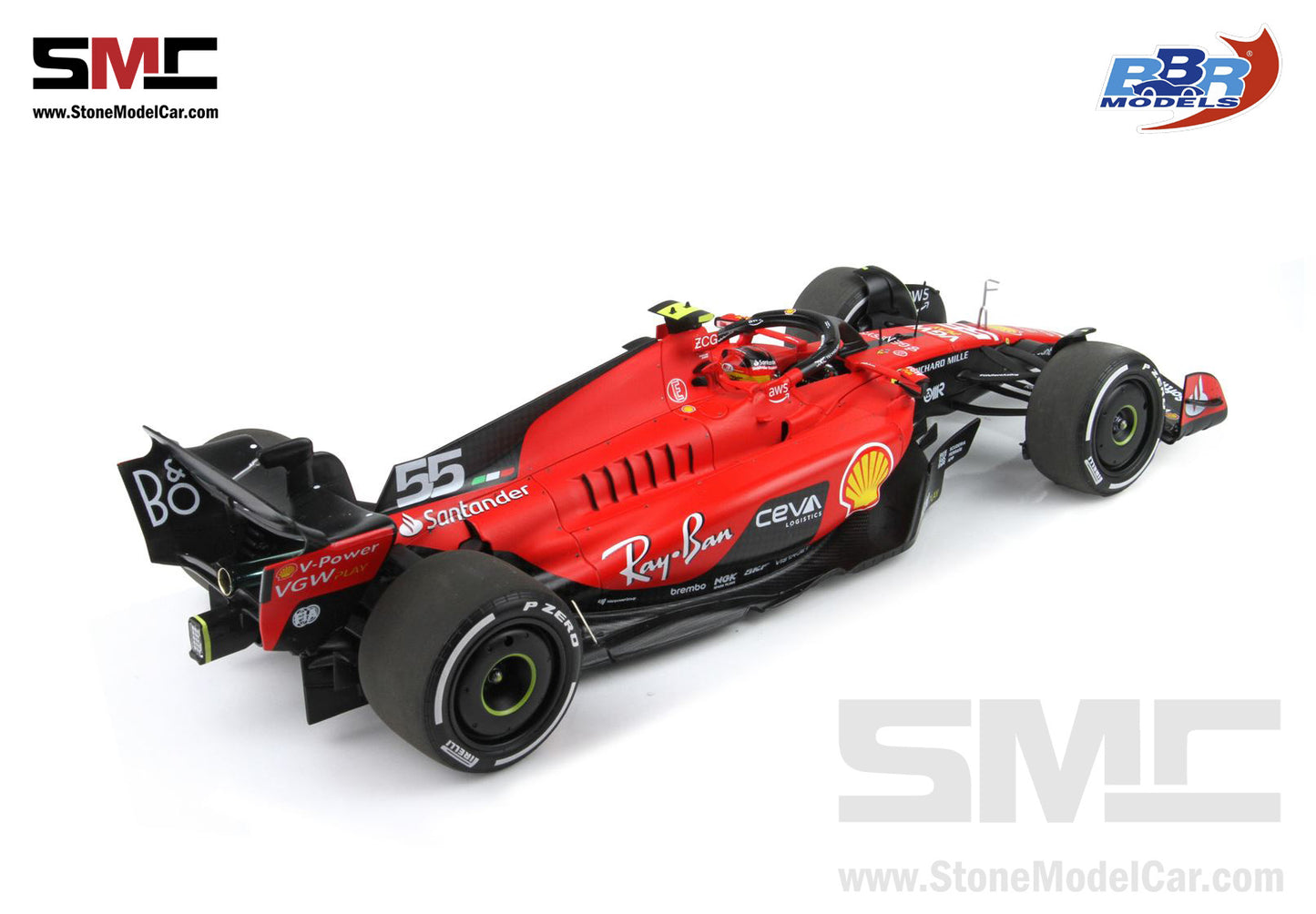 Ferrari F1 SF-23 #55 Carlos Sainz Singapore GP 2023 BBR 1:18 Polifoam Packaging