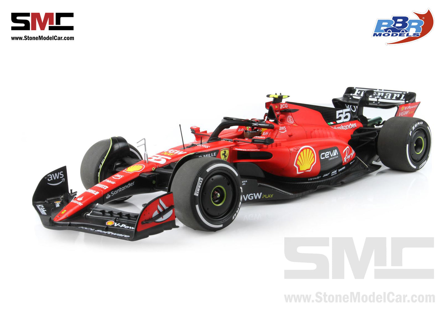 Ferrari F1 SF-23 #55 Carlos Sainz Singapore GP 2023 BBR 1:18 Polifoam Packaging