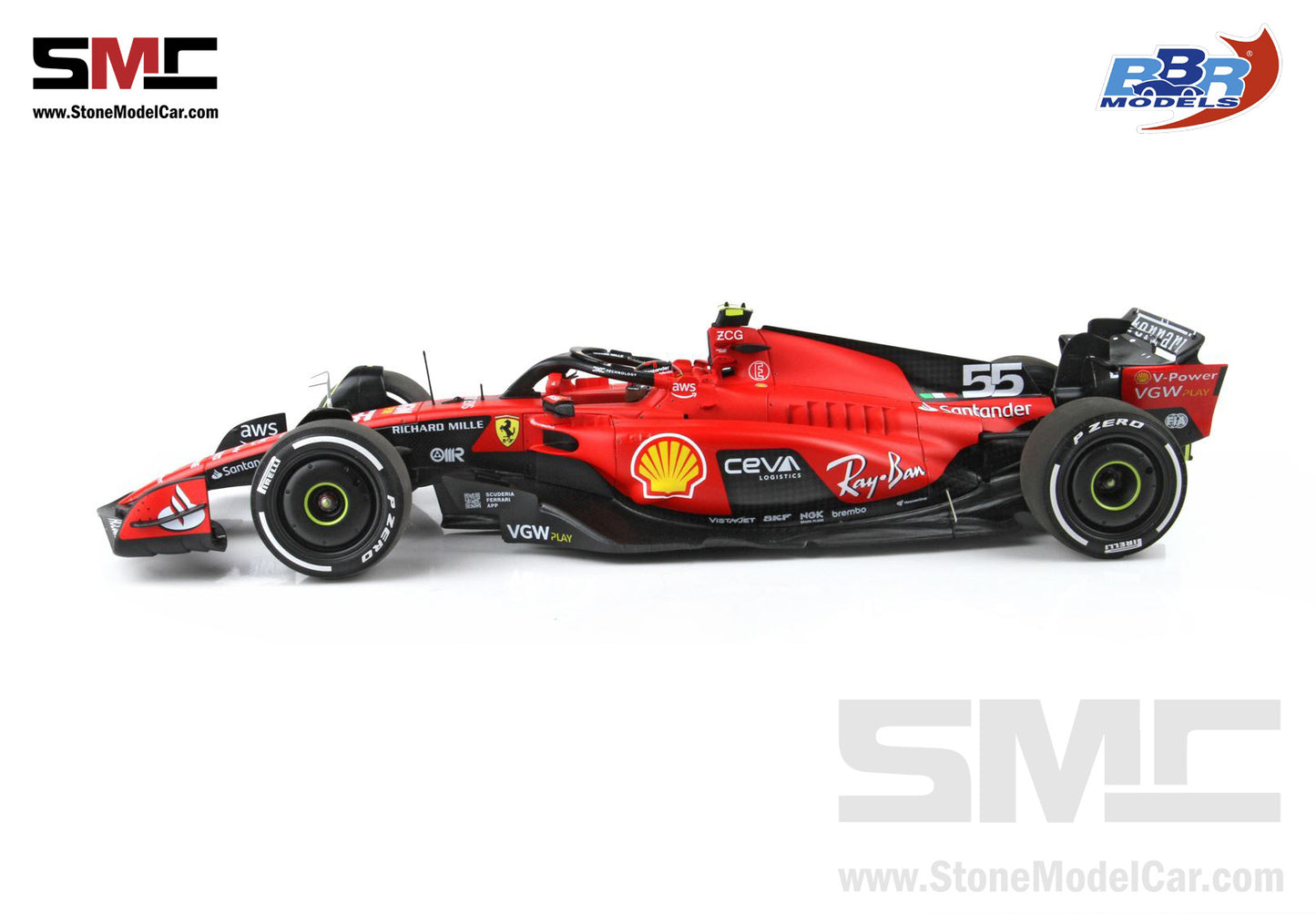 Ferrari F1 SF-23 #55 Carlos Sainz Singapore GP 2023 BBR 1:18 Polifoam Packaging