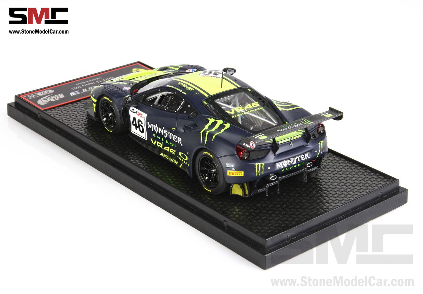 BBR 1:43 Ferrari 488 GT3 Team Kessel #46 Valentino Rossi 12H of Gulf 2021 LE 460