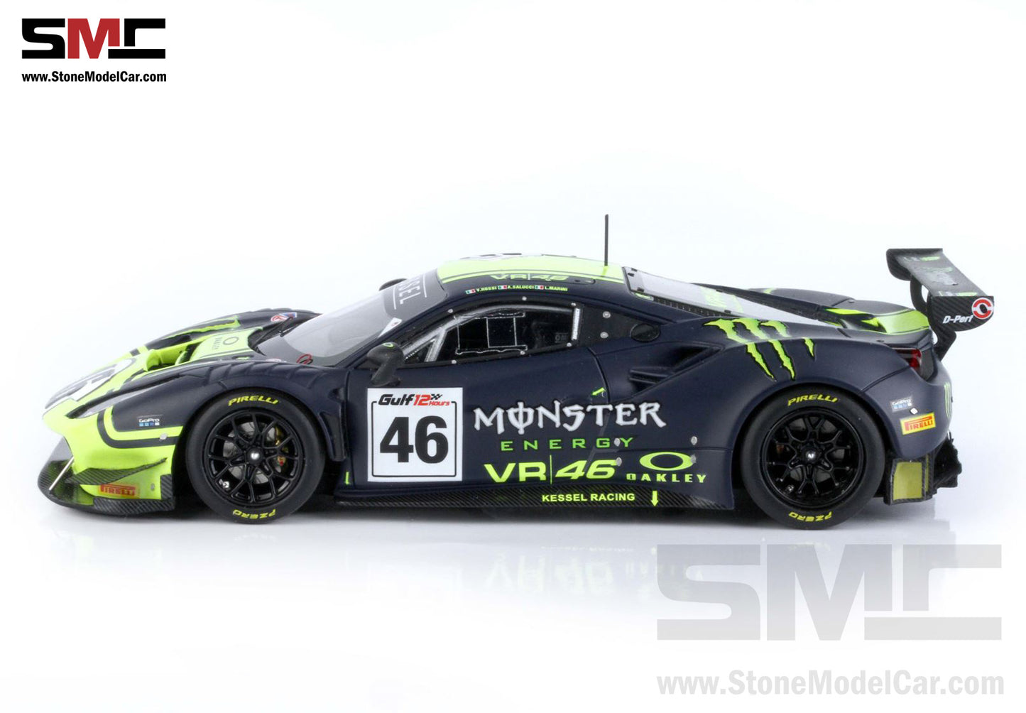 BBR 1:43 Ferrari 488 GT3 Team Kessel #46 Valentino Rossi 12H of Gulf 2021 LE 460