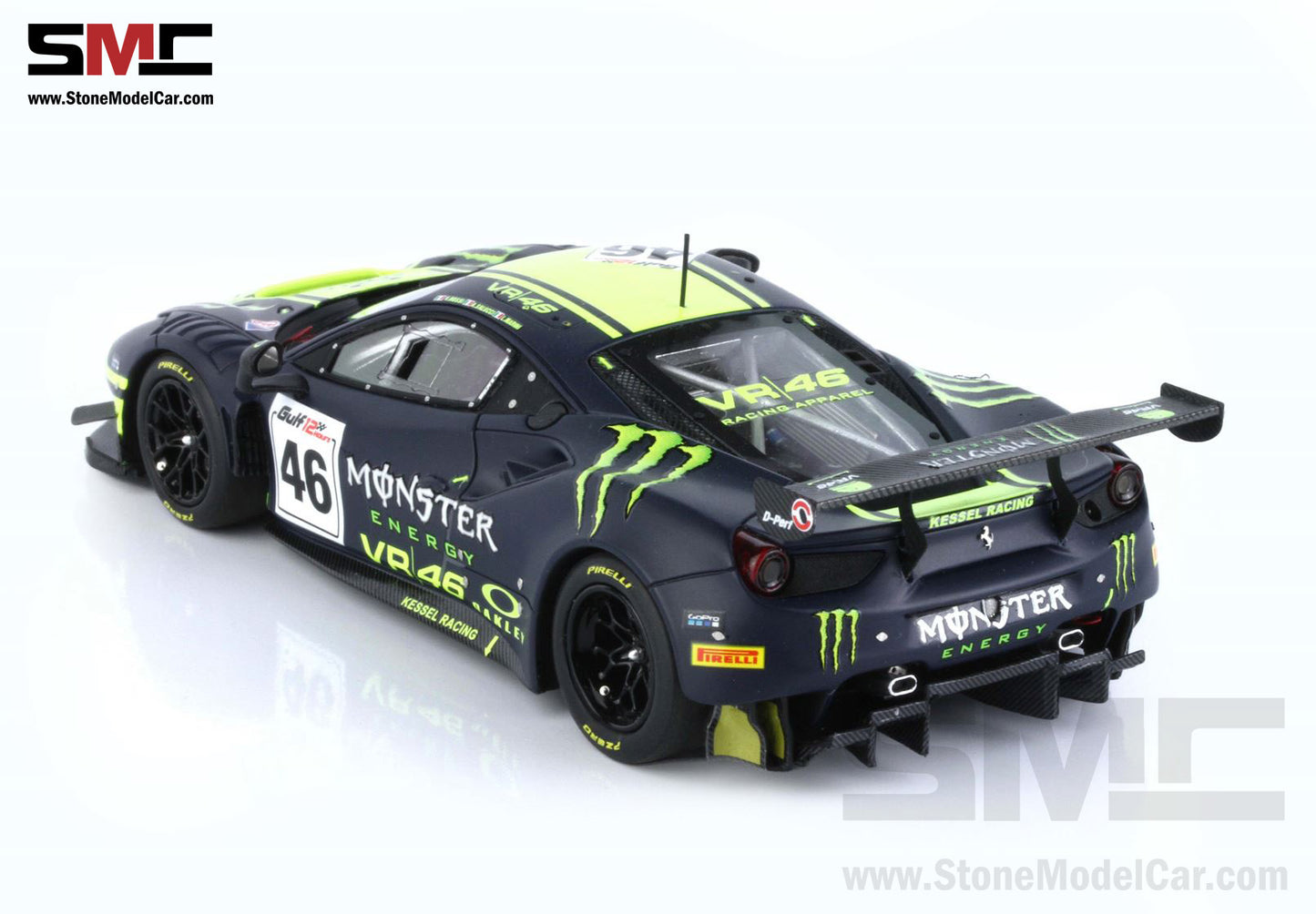 BBR 1:43 Ferrari 488 GT3 Team Kessel #46 Valentino Rossi 12H of Gulf 2021 LE 460