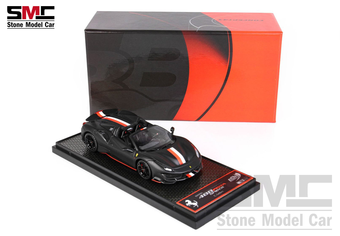 BBR Ferrari 488 Pista Spider 2018 Matt Black F1 #16 Charles Leclerc 1:43 Limited 216 pcs