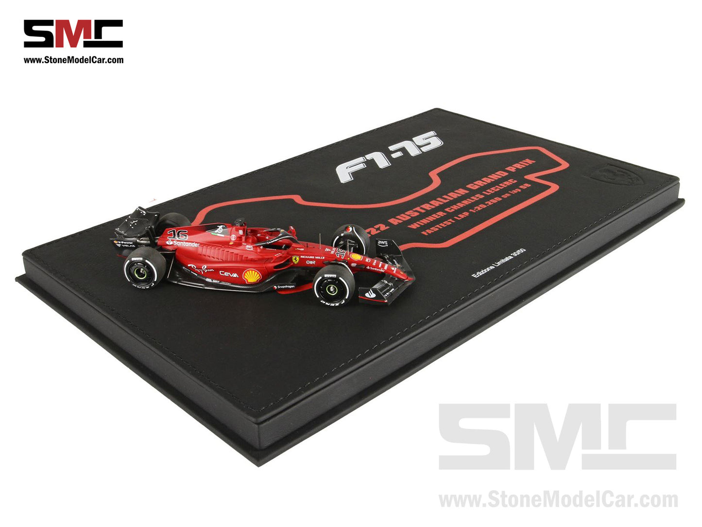 2022 F1 Ferrari F1-75 #16 Charles Leclerc Australia GP Career 1st Grand Slam BBR 1:43 Deluxe