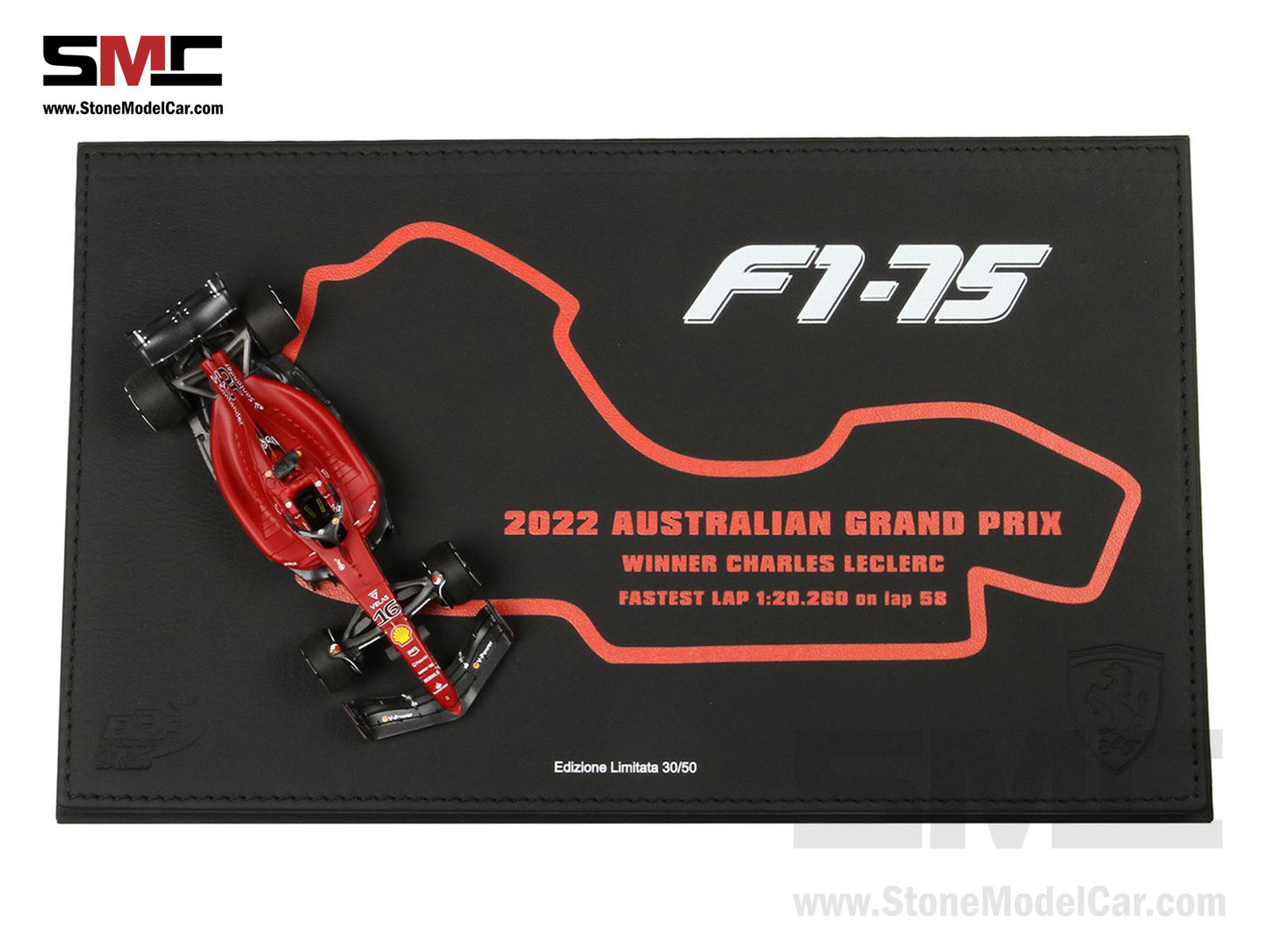 2022 F1 Ferrari F1-75 #16 Charles Leclerc Australia GP Career 1st Grand Slam BBR 1:43 Deluxe