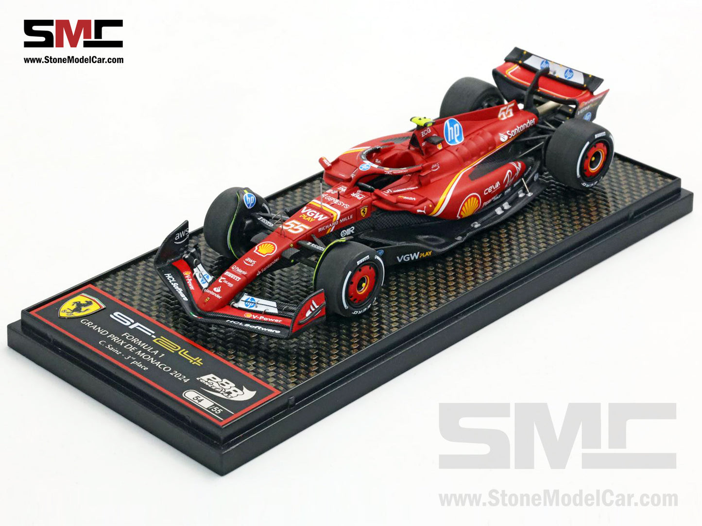 Ferrari F1 SF-24 #55 Carlos Sainz 3rd Monaco GP 2024 BBR 1:43 BBRC303B