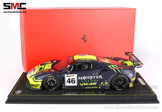 BBR 1:18 Ferrari 488 GT3 Team Kessel #46 Valentino Rossi 12H of Gulf 2021 LE 346
