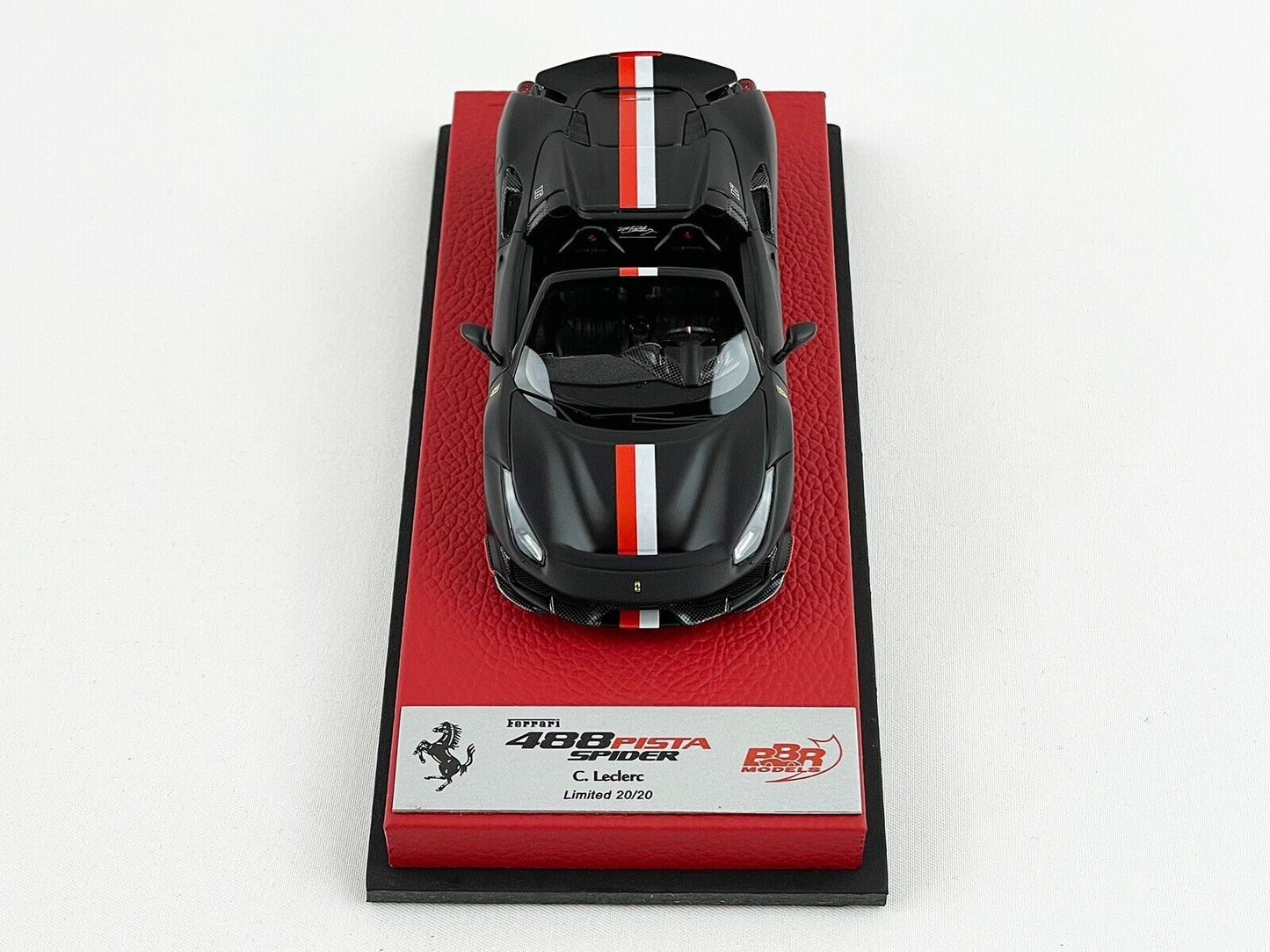 BBR 1:43 Premium Ferrari 488 Pista Spider F1 #16 Charles Leclerc 2018 Matt Black