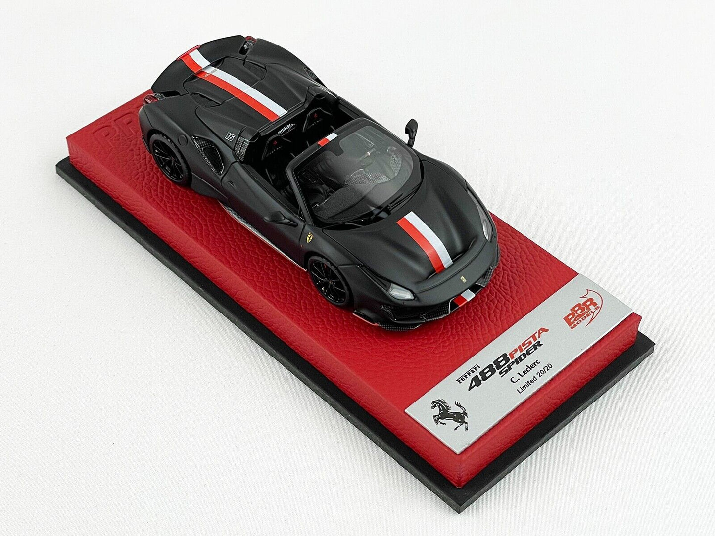 BBR 1:43 Premium Ferrari 488 Pista Spider F1 #16 Charles Leclerc 2018 Matt Black