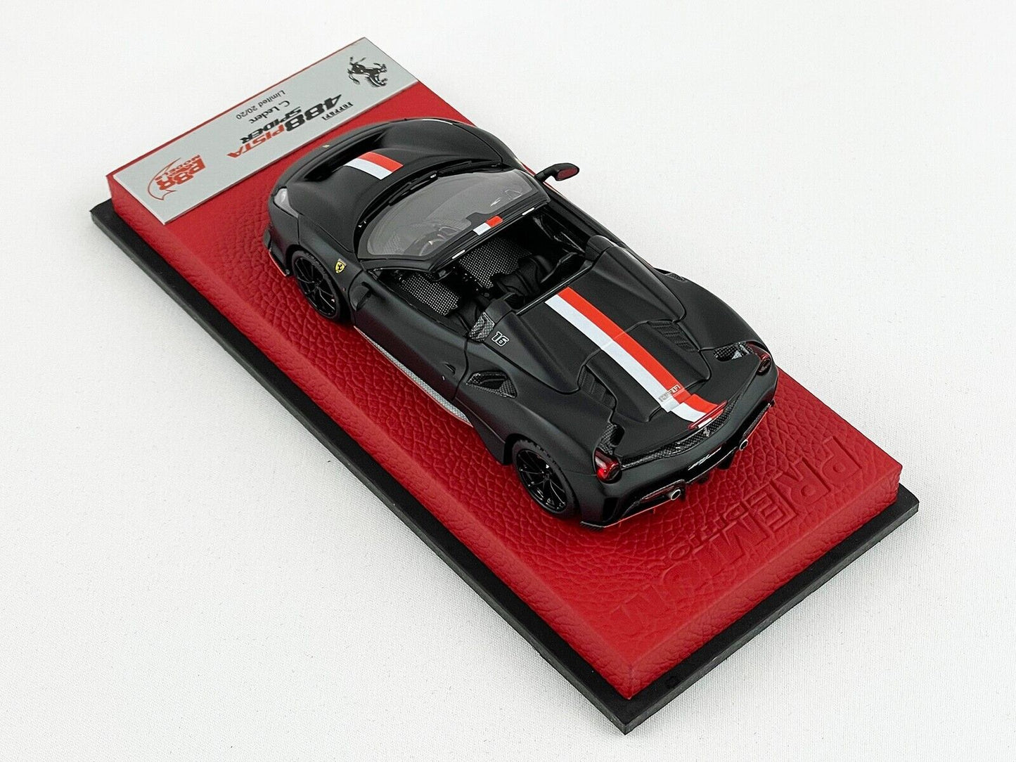 BBR 1:43 Premium Ferrari 488 Pista Spider F1 #16 Charles Leclerc 2018 Matt Black