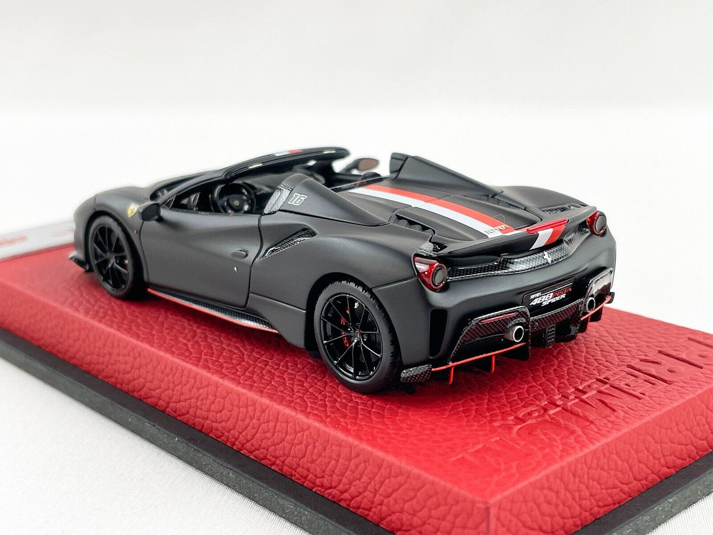 BBR 1:43 Premium Ferrari 488 Pista Spider F1 #16 Charles Leclerc 2018 Matt Black