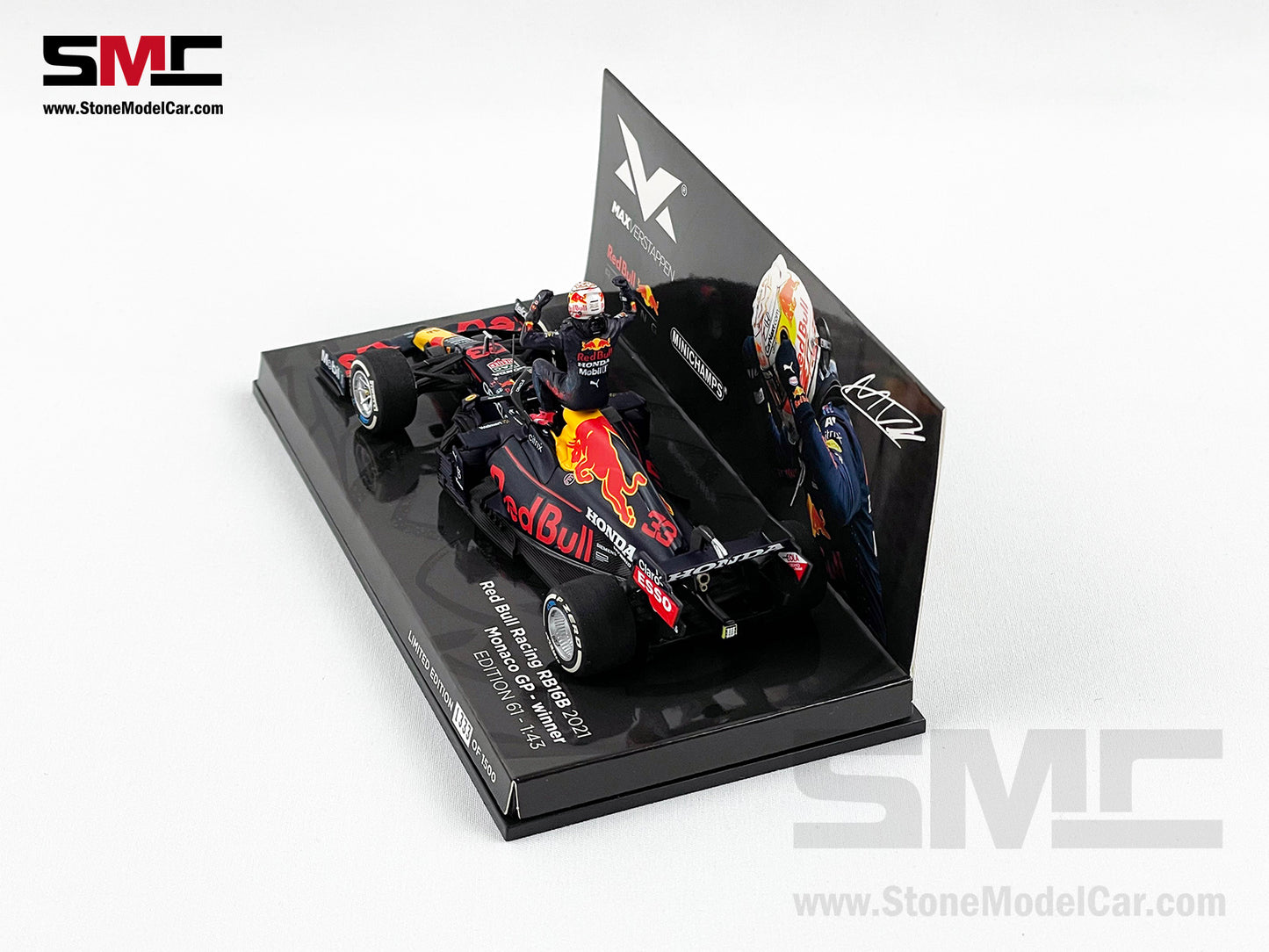 2021 F1 World Champion #33 Max Verstappen Red Bull RB16B Monaco GP 1:43 MINICHAMPS with Figure