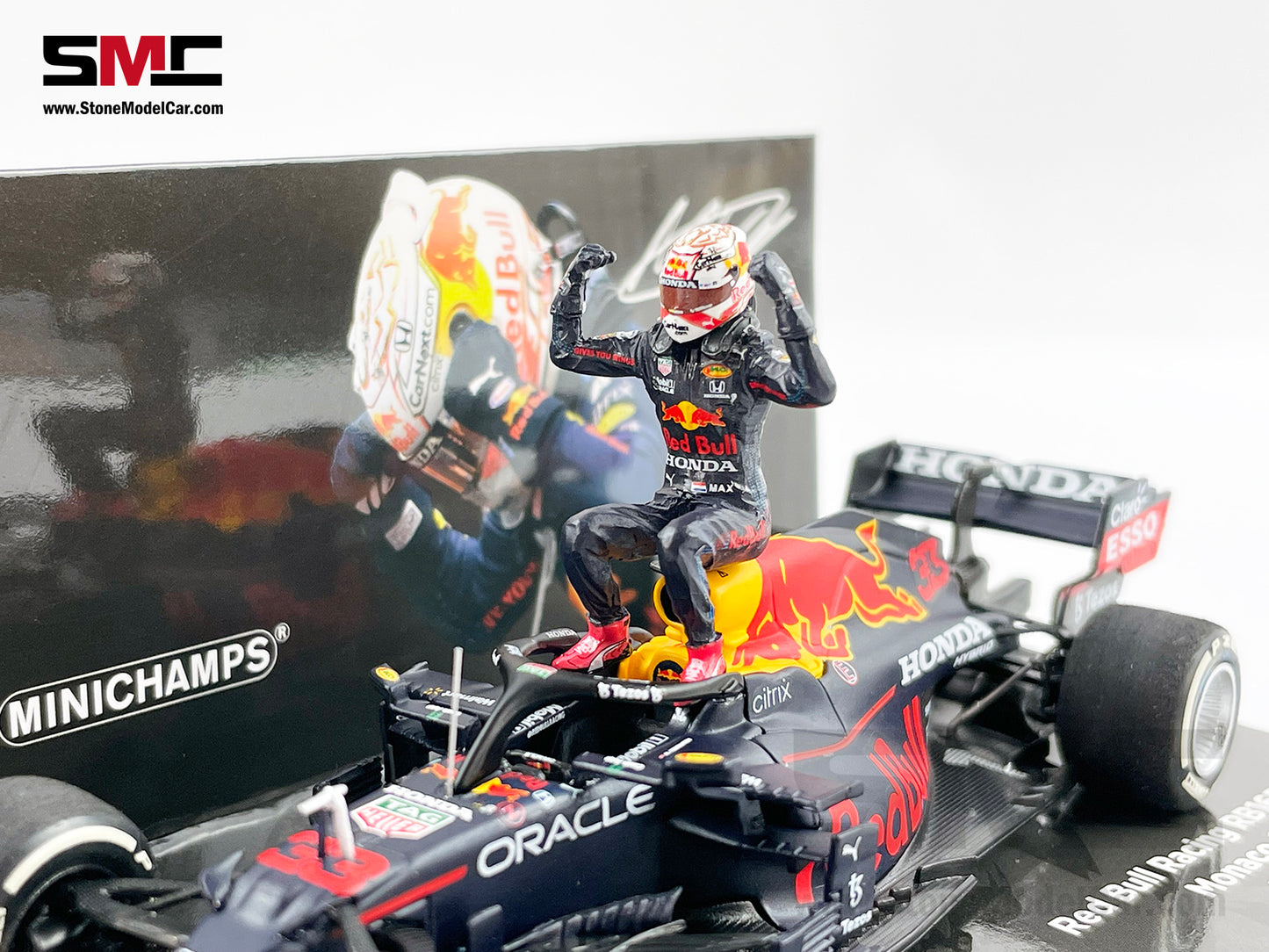 2021 F1 World Champion #33 Max Verstappen Red Bull RB16B Monaco GP 1:43 MINICHAMPS with Figure
