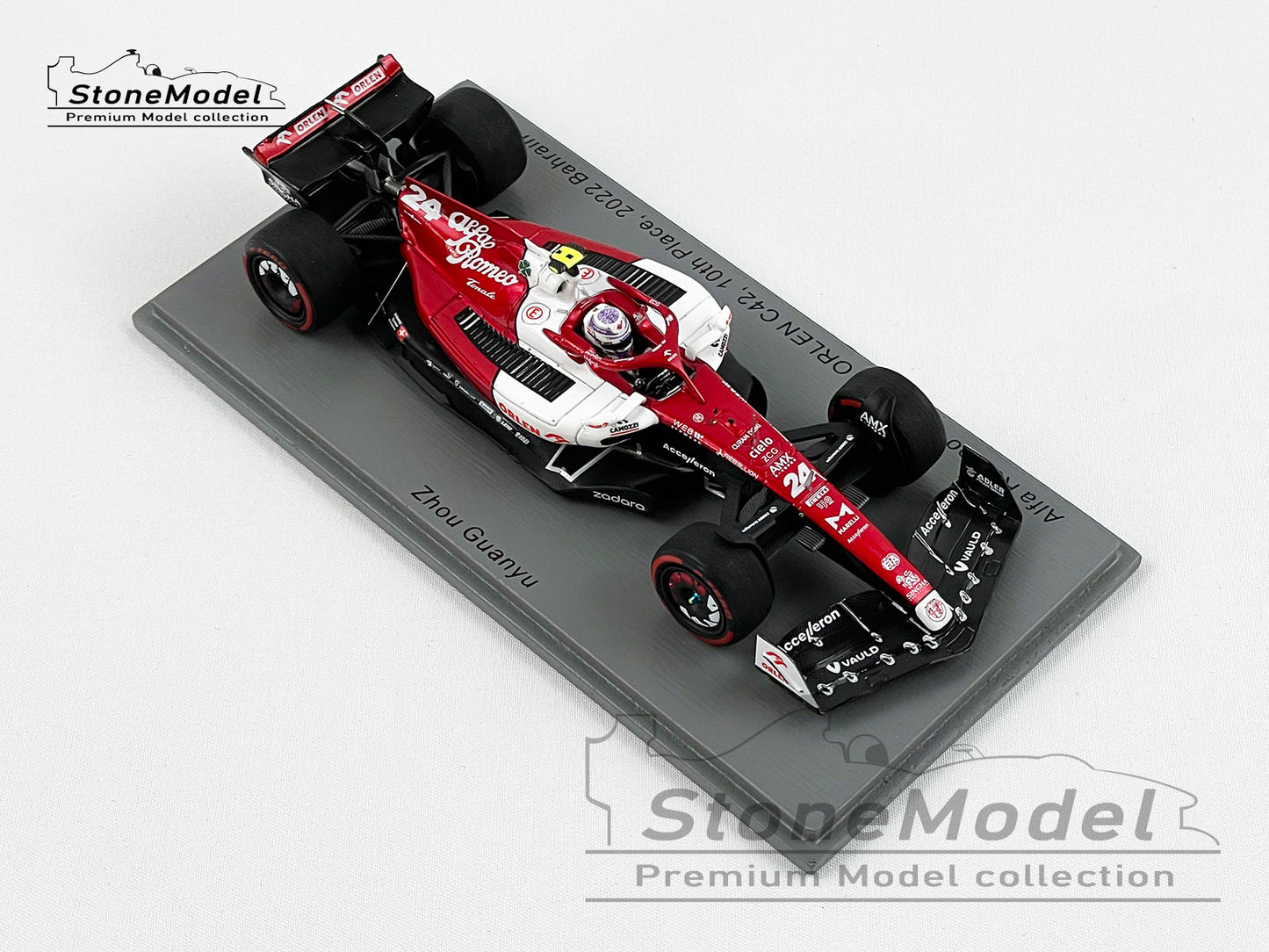 2022 Alfa Romeo Sauber F1 C42 #24 Zhou Guanyu Bahrain GP 10th 1st Point 1:43 Spark