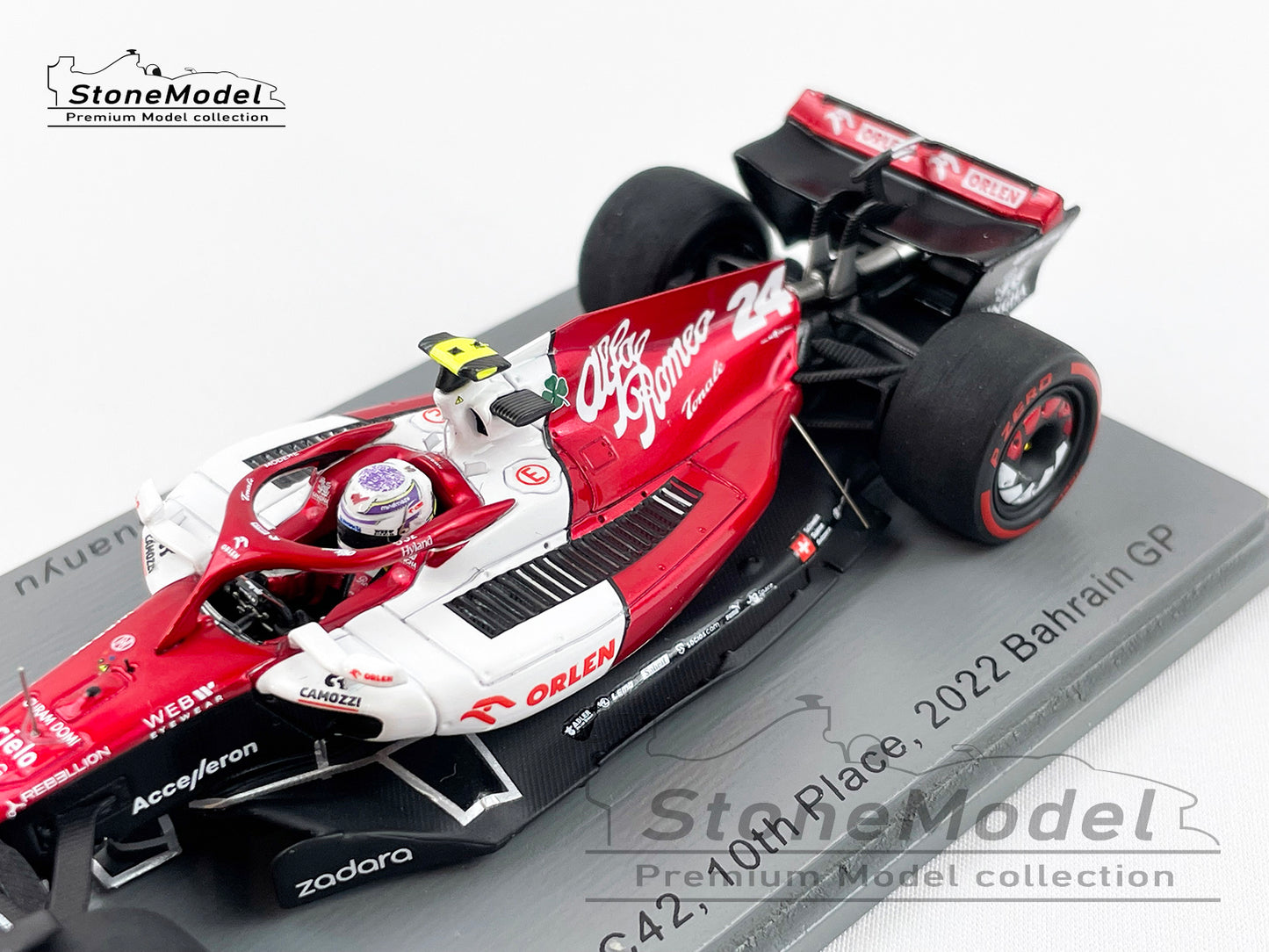 2022 Alfa Romeo Sauber F1 C42 #24 Zhou Guanyu Bahrain GP 10th 1st Point 1:43 Spark