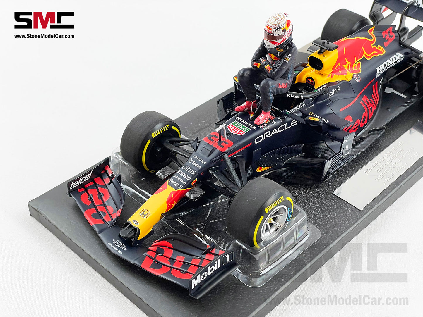 2021 F1 World Champion #33 Max Verstappen Red Bull RB16B French GP 1:18 MINICHAMPS with Figure