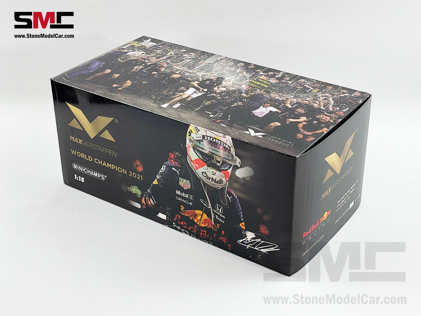 #33 Max Verstappen 2021 World Champion Red Bull F1 RB16B Abu Dhabi GP 1:18 MINICHAMPS with Figure