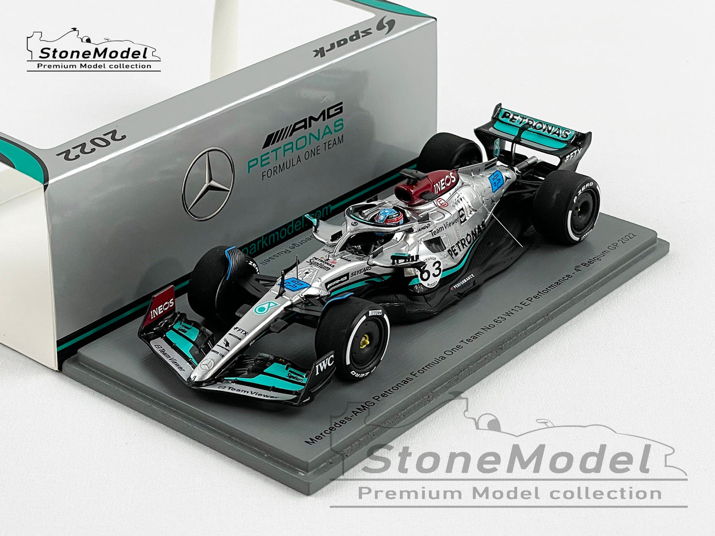2022 Mercedes F1 W13 #63 George Russell Belgium Special Livery 1:43 Spark S8546