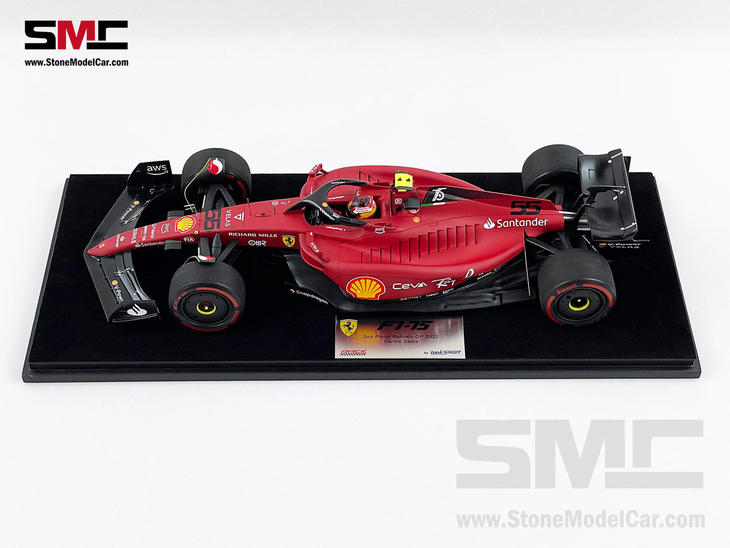 2022 F1 Ferrari F1-75 #55 Carlos Sainz Bahrain GP 2nd 1st 1-2 of 2022 LookSmart 1:18
