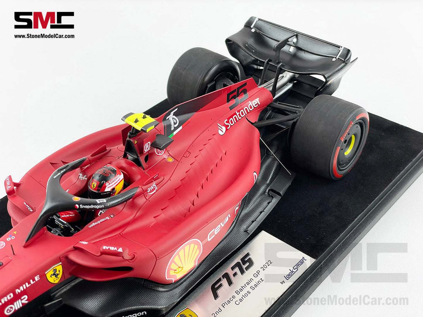 2022 F1 Ferrari F1-75 #55 Carlos Sainz Bahrain GP 2nd 1st 1-2 of 2022 LookSmart 1:18