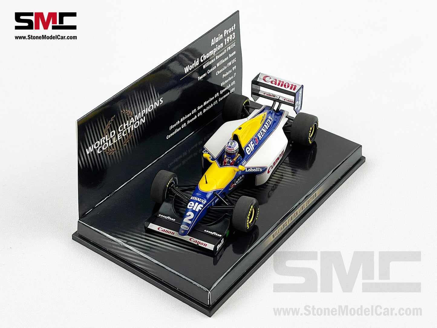 Williams F1 FW15C #2 Alain Prost 1993 World Champion 1:43 MINICHAMPS + CAMEL Decal