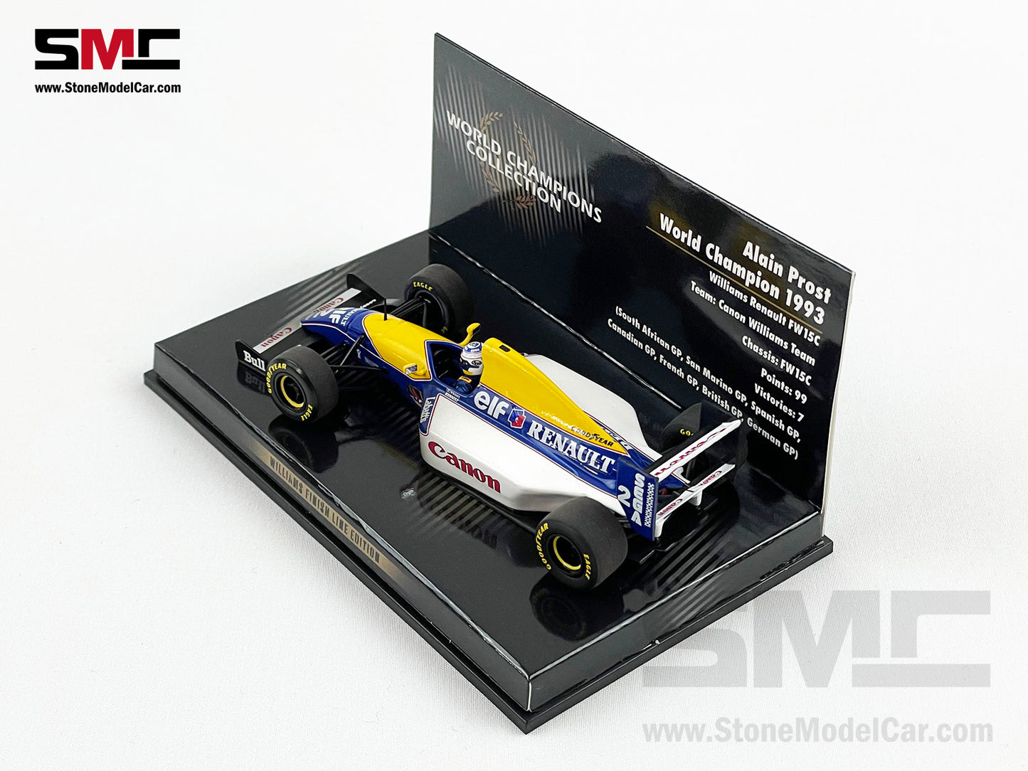 Williams F1 FW15C #2 Alain Prost 1993 World Champion 1:43 MINICHAMPS + CAMEL Decal