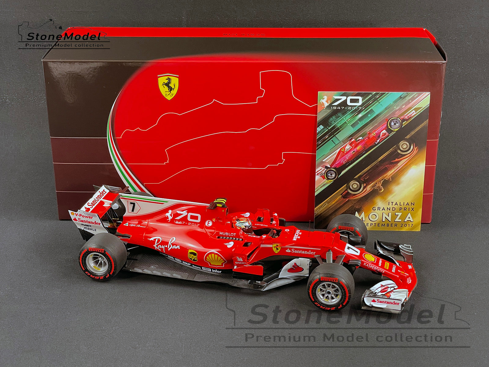 BBR 1:18 Ferrari F1 SF70H #7 Kimi Raikkonen Italy GP Monza 2017 70th  Anniversary